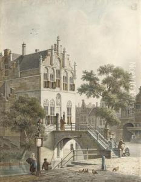 A Capriccio View Of Utrecht Oil Painting by Jan Hendrik Verheijen