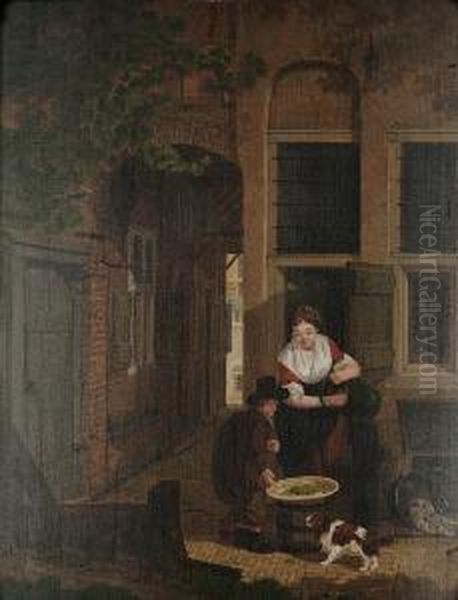 The Vegetable Seller Oil Painting by Jan Hendrik Verheijen