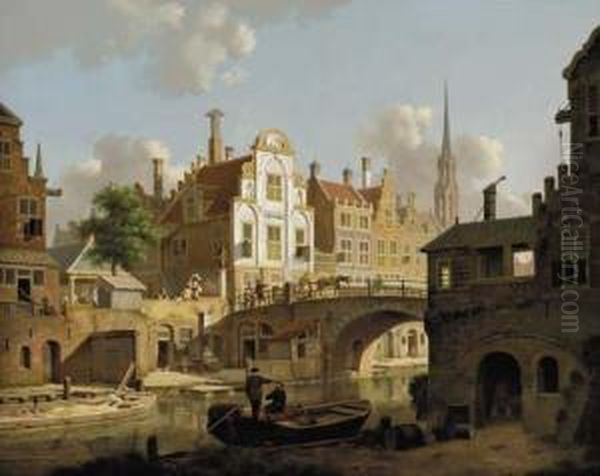 A View Of Utrecht Oil Painting by Jan Hendrik Verheijen