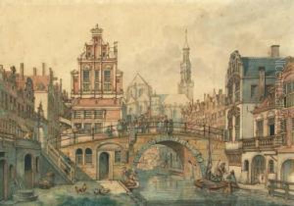 A Capriccio View In Utrecht Oil Painting by Jan Hendrik Verheijen