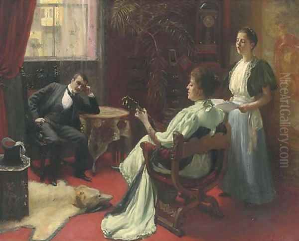 An audience in the parlour Oil Painting by Alexander Fuks