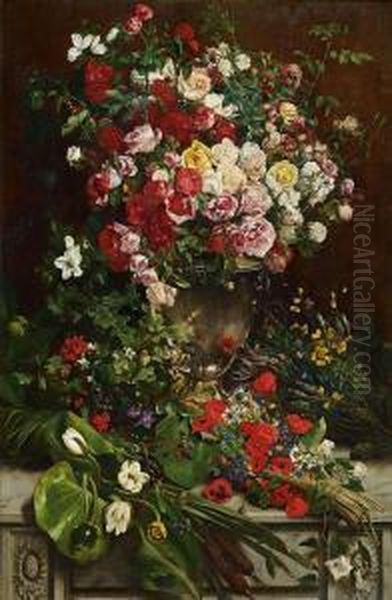 Hommage An Die Koniginder Blumen Oil Painting by Charles Verlat