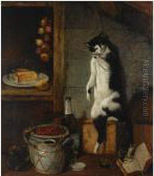 The Unfortunate Cat Oil Painting by Charles Verlat