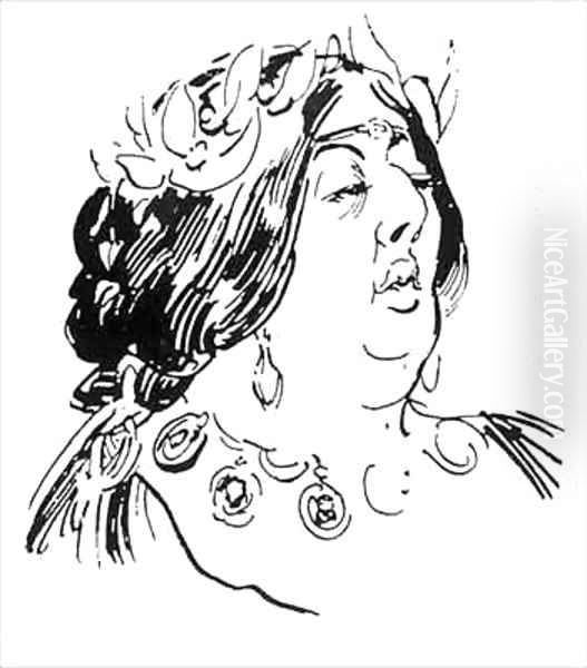 Portrait of Jane Francesca Agnes Wilde as Madame de Recamier Oil Painting by Harry Furniss