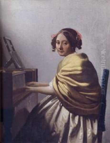 Young Woman At The Virginals Oil Painting by Johannes Vermeer