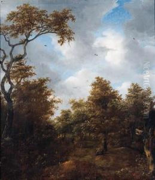 Sportsmen In A Wood In The Dunes Oil Painting by Jan Wijnants