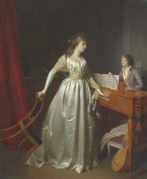 A lady at the clavichord Oil Painting by Jean-Simon Fournier