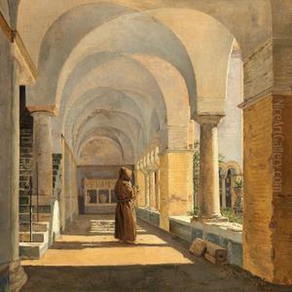 Klosteret St. Lorenzo Udenfor Roma Oil Painting by Frits Johann Freder. Vermehren