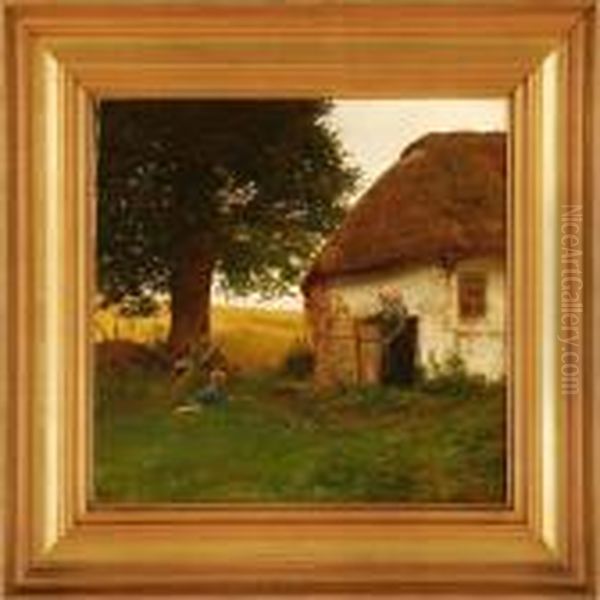 Bag Et Gammelt Husmandssted Oil Painting by Gustav Vermehren