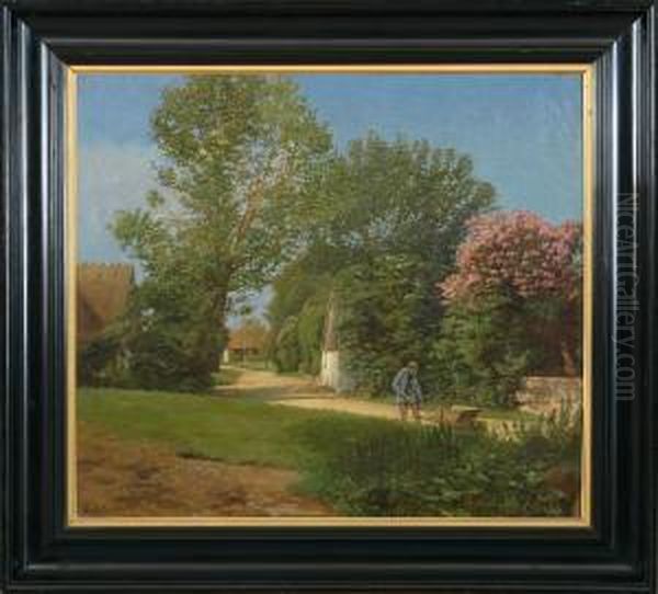 Springtime In A Village Oil Painting by Gustav Vermehren