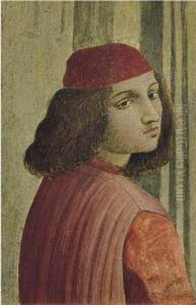 Ritratto Di Giovane Con Cappello Rosso Oil Painting by Otto Vermehren