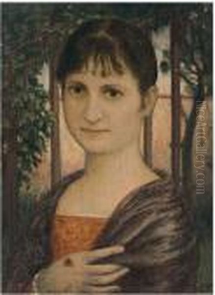 Ritratto Di Margherita, 1901
 Olio Su Tavola, Cm. 19x13,5 Oil Painting by Otto Vermehren