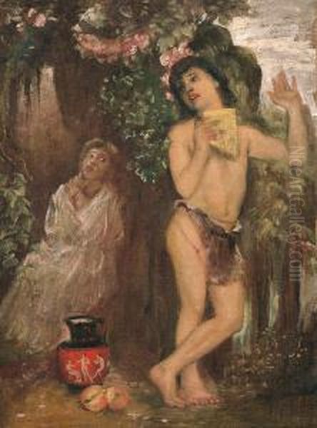 Daphnis E Amaryllis (die Klage Des Hirten - Il Lamento Del
 Pastore) Oil Painting by Otto Vermehren