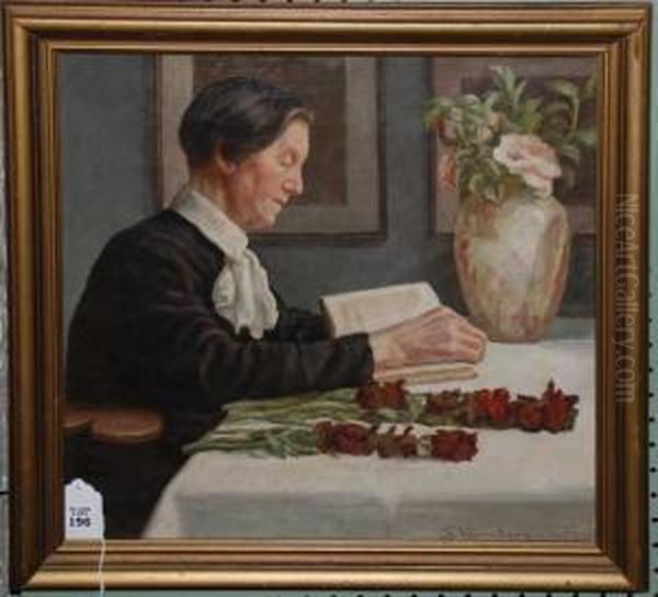 Lady Reading Oil Painting by Sophus Vermehren