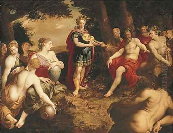 The Contest of Apollo and Pan Oil Painting by School Of Fontainebleau