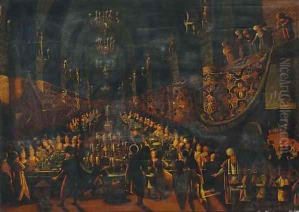 Belshazzar's Feast Oil Painting by Frans I Francken