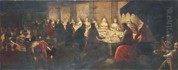 The Wedding Feast at Cana Oil Painting by Frans I Francken