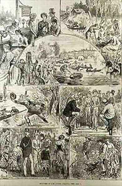 Sketches at the Henley Regatta Oil Painting by Harry Furniss