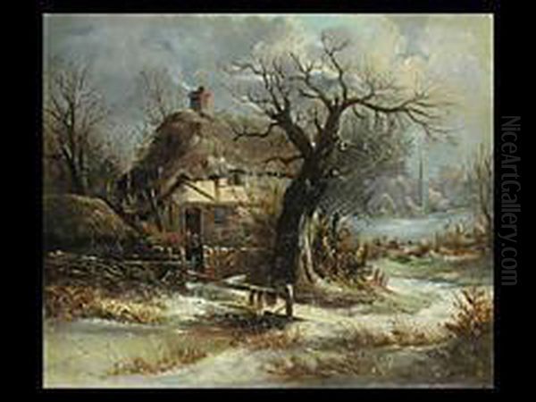 Winterlandschaft Mit Bauernhaus Und Gewasser Oil Painting by Andries Vermeulen