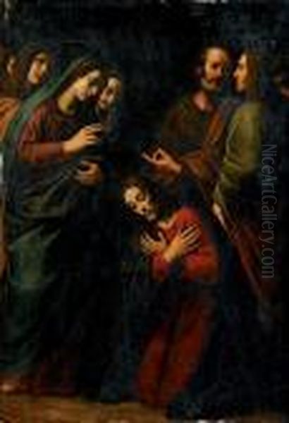 Commiato Di Cristo Dalla Vergine Oil Painting by Giuseppe Vermiglio