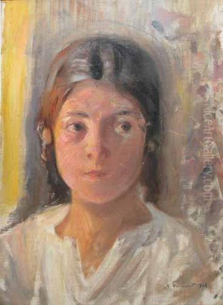 Portret De Fetita Oil Painting by Nicolas Vermont