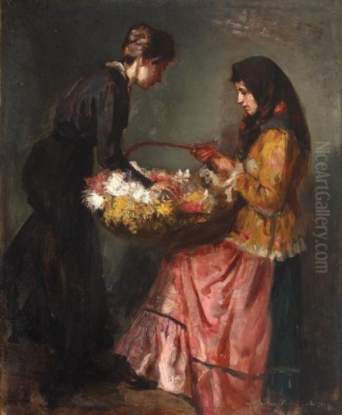 The Flowergirl Oil Painting by Nicolas Vermont