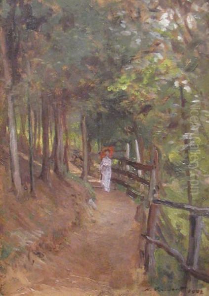 Walk In The Forest Oil Painting by Nicolas Vermont