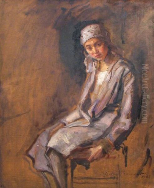 Woman Sitting Oil Painting by Nicolas Vermont