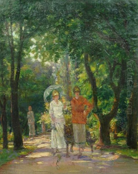 Walk In Cismigiu Oil Painting by Nicolas Vermont