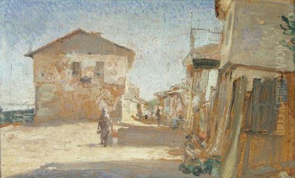 Fishermen Village Oil Painting by Nicolas Vermont