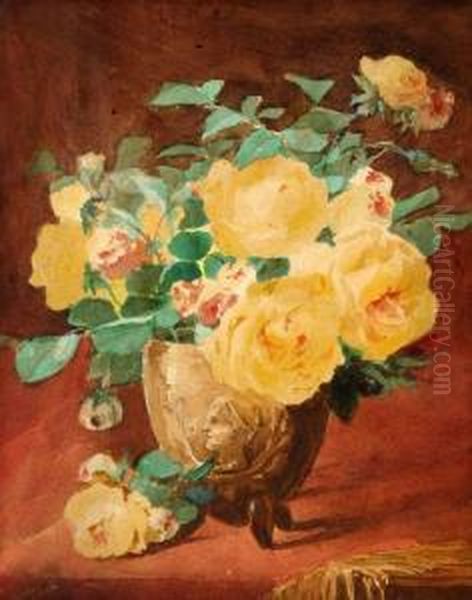 Still-life With A Vase Of Flowers Oil Painting by Frederick Arthur Verner