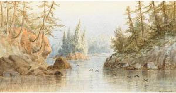 Lake Chebatiohoun Oil Painting by Frederick Arthur Verner