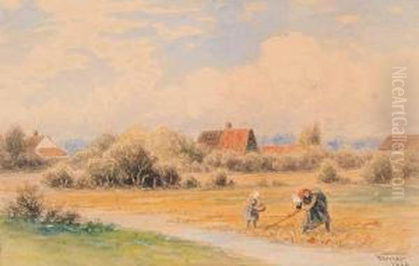 Untitled - Harvest Scene Oil Painting by Frederick Arthur Verner