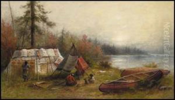 Indian Encampment Oil Painting by Frederick Arthur Verner