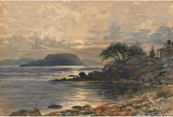 Lake View At Sunset Oil Painting by Frederick Arthur Verner