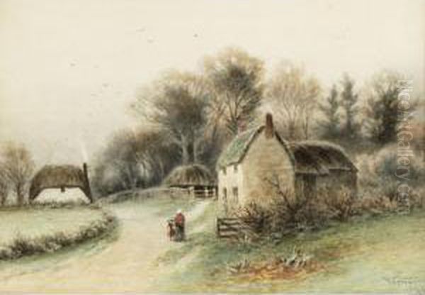 Villagers On A Country Road Oil Painting by Frederick Arthur Verner