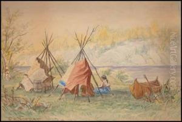 Indian Encampment Oil Painting by Frederick Arthur Verner