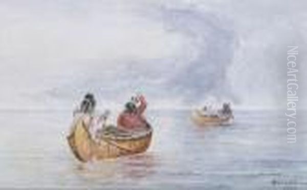 Ojibwa Crossing Lake Nipissing With Cargo Of Furs Oil Painting by Frederick Arthur Verner