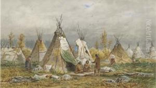 Indian Camp Oil Painting by Frederick Arthur Verner