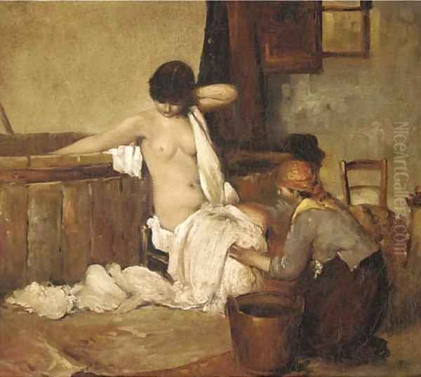 Dopo il bagno Oil Painting by Giacomo Favretto