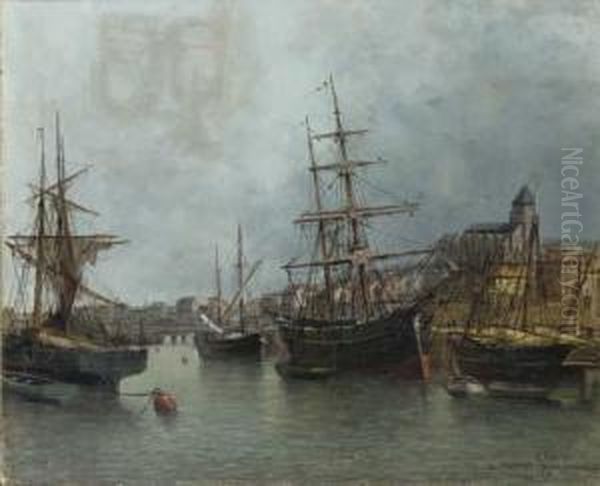 A View Of The Treport Seine Inferieure Oil Painting by Jules Vernier