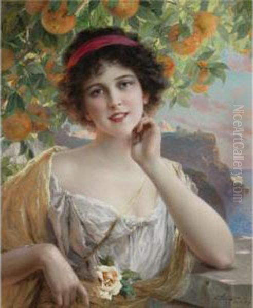 Beauty Under The Orange Tree Oil Painting by Emile Vernon