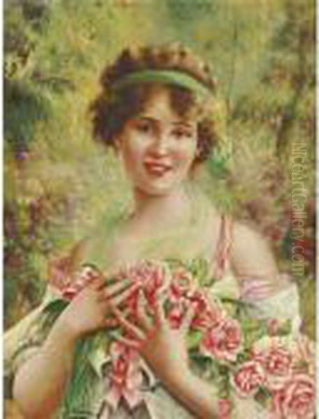 The Fairest Rose Of All Oil Painting by Emile Vernon