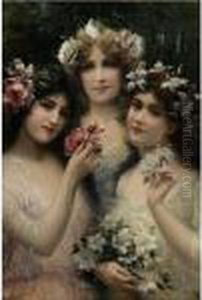 The Three Graces Oil Painting by Emile Vernon