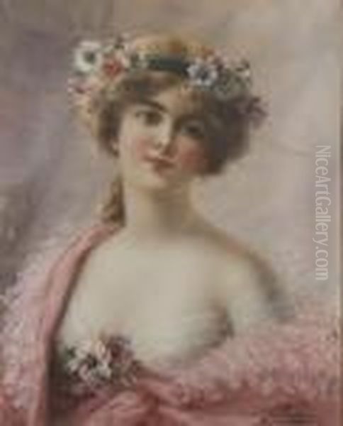 A Summer Beauty Oil Painting by Emile Vernon