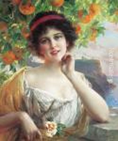 A Young Beauty Oil Painting by Emile Vernon