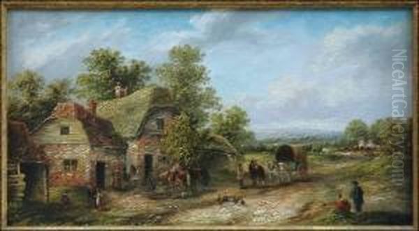 Village Scene Oil Painting by William Henry Vernon