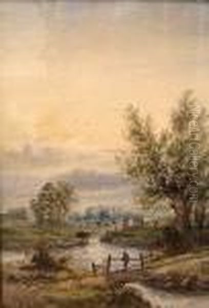 A View Of The Countryside At Harley, Surrey Oil Painting by William Henry Vernon