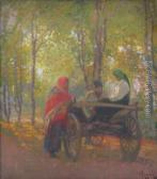 Peasants In Herta Oil Painting by Arthur Verona