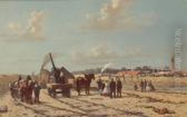 Building The Railway Oil Painting by Wouterus Verschuur